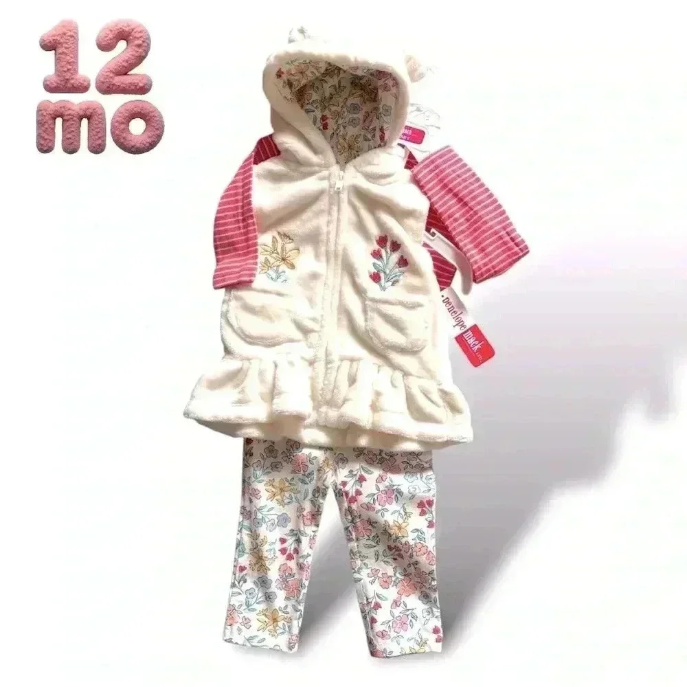 NWT Penelope Mack 12mo Snow Garden Set (hooded vest, LS, LP). Bundle to save!